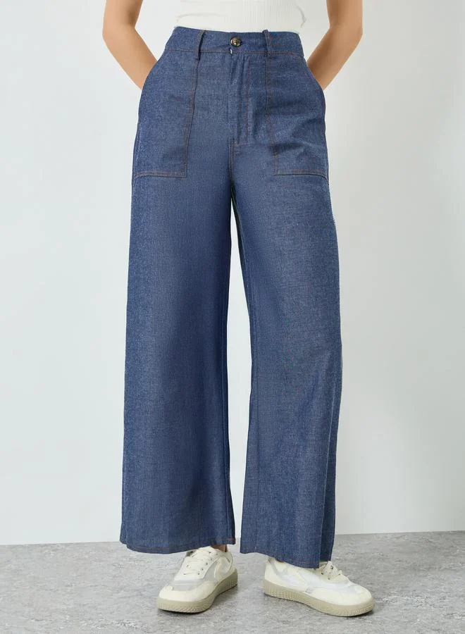 Styli Women Blue Wide Leg Jeans